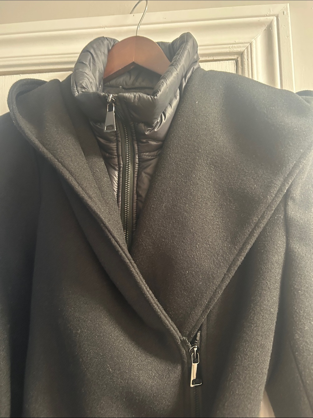 Suzy Shier Black Hooded Belted Trench Coat - Picture 2 of 5
